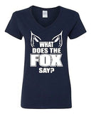 V-Neck Ladies What Does The Fox Say Party Music Comedy Funny Humor T-Shirt Tee