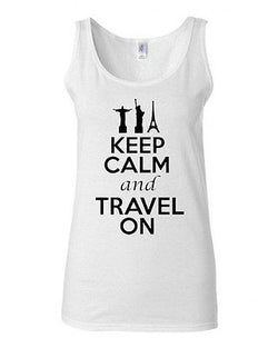 Junior Keep Calm And Travel On Graphic Destination Humor Novelty Tank Top