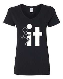 V-Neck Ladies Fck It Screw It Who Cares YOLO Funny Humor T-Shirt Tee
