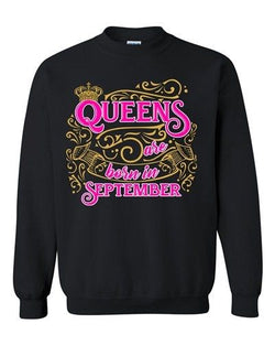Queens Are Born In September Crown Birthday Funny DT Crewneck Sweatshirt