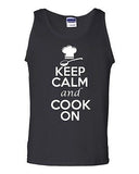 Keep Calm And Cook On Chef Humor Novelty Statement Graphics Adult Tank Top