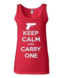 Junior Keep Calm And Carry One Gun Pistol Novelty Statement Graphics Tank Top