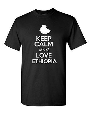 Keep Calm And Love Ethiopia Country Nation Patriotic Novelty Adult T-Shirt Tee