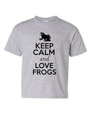 Keep Calm And Love Frogs Toads Bullfrogs Animal Lover Youth Kids T-Shirt Tee