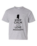 Keep Calm And Love Mississippi State Novelty Statement Youth Kids T-Shirt Tee