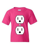 Plug Outlet Face Party Costume Funny Humor DT Youth Kids T-Shirt Tee