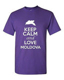 Keep Calm And Love Moldova Country Novelty Statement Graphic Adult T-Shirt Tee