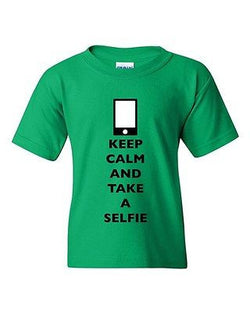 Keep Calm And Take A Selfie Phone Camera Picture Funny DT Youth Kids T-Shirt Tee