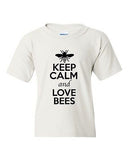 Keep Calm And Love Bees Honey Wasps Insects Animal Lover Youth Kids T-Shirt Tee