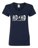 V-Neck Ladies ADHD Highway To... Hey Look A Squirrel Funny Humor T-Shirt Tee