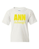 Ann Arbaugh Bold Football Michigan Sports Game Novelty Youth Kids T-Shirt Tee