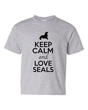 Keep Calm And Love Seals Sea Lion Walrus Animal Lover Youth Kids T-Shirt Tee