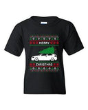 Merry Christmas Ugly Xmas Car Tree Funny Humor DT Youth Kids T-Shirt Tee