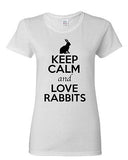 Ladies Keep Calm And Love Rabbits Bunny Pet Animal Lover Funny T-Shirt Tee