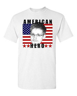 Adult White Edward Snowden American Hero Civil Liberties Flag Stars T-Shirt Tee