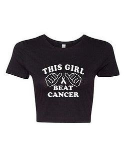 Crop Top Ladies This Girl Beat Cancer Survivor Fight Life Motivation T-Shirt Tee