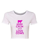 Crop Top Ladies Keep Calm and Love Cows Novelty Cattle Lover Animals T-Shirt Tee