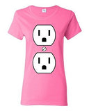 Ladies Plug Outlet Face Party Costume Funny Humor DT T-Shirt Tee