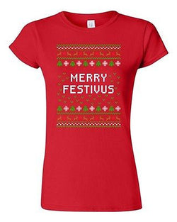 Junior Merry Festivus Holiday Ugly Christmas Season Parody Funny DT T-Shirt Tee