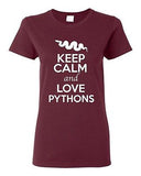 Ladies Keep Calm And Love Pythons Snake Animal Lover Wild Funny T-Shirt Tee