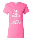 Ladies Keep Calm And Love Monkeys Ape Animal Lover Wild Funny T-Shirt Tee