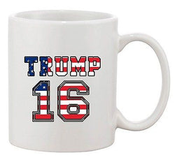 Donald Trump 16 2016 Vote President Election Flag DT Ceramic White Coffee Mug