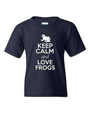Keep Calm And Love Frogs Toads Bullfrogs Animal Lover Youth Kids T-Shirt Tee