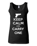 Junior Keep Calm And Carry One Gun Pistol Novelty Statement Graphics Tank Top