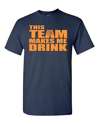 Adult Navy This Team Makes Me Drink Chicago Sports Funny Football T-Shirt Tee
