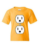 Plug Outlet Face Party Costume Funny Humor DT Youth Kids T-Shirt Tee