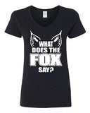 V-Neck Ladies What Does The Fox Say Party Music Comedy Funny Humor T-Shirt Tee