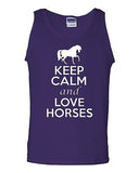 Keep Calm And Love Horses Humor Novelty Statement Graphics Adult Tank Top