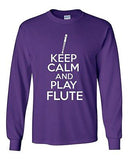 Long Sleeve Adult T-Shirt Keep Calm And Play Flute Music Instruments Musician
