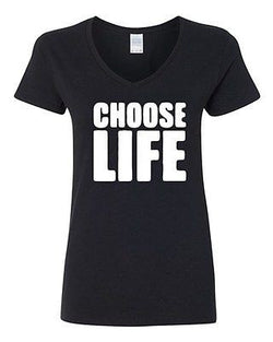 V-Neck Ladies Choose Life Wham 1980 80's Cool Retro Funny Humor T-Shirt Tee