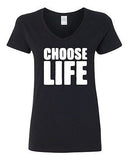 V-Neck Ladies Choose Life Wham 1980 80's Cool Retro Funny Humor T-Shirt Tee