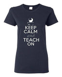 Ladies Keep Calm and Teach On Book Tutor Professor Teacher School T-Shirt Tee
