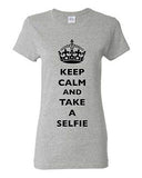 Ladies Keep Calm And Take A Selfie Crown King Photo Camera Funny DT T-Shirt Tee
