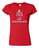 Junior Keep Calm and Eat Chocolate Novelty Sweets Graphic T-Shirt Tee