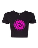 Crop Top Ladies Om Aum Yoga Hindu Sanksrit Omkara Sacred Symbol T-Shirt Tee