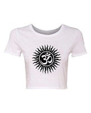 Crop Top Ladies Om Aum Yoga Hindu Sanksrit Omkara Sacred Symbol T-Shirt Tee