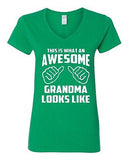 V-Neck Ladies This Is What An Awesome Grandma Looks Like Funny Gift T-Shirt Tee