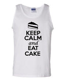 Keep Calm And Eat Cake Sweet Dessert Novelty Statement Graphics Adult Tank Top