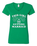 V-Neck Ladies This Girl Is Getting Married Ring Wedding Wife Husband T-Shirt Tee