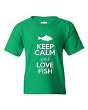 Keep Calm And Love Fish Fishing Ocean Marine Animal Lover Youth Kids T-Shirt Tee