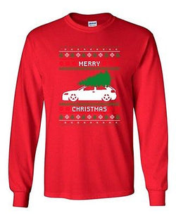Long Sleeve Adult T-Shirt Merry Christmas Car Ugly Xmas Tree Funny Humor DT