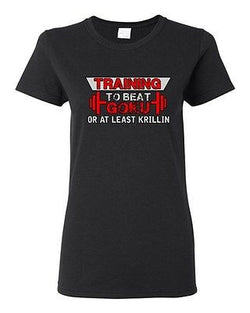 Ladies Training To Beat Goku Parody Anime Gym Workout Funny Humor DT T-Shirt Tee