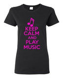 Ladies Keep Calm And Play Music Musician Choir Band Notes Sound Fun T-Shirt Tee