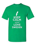 Keep Calm And Love Sweden Country Novelty Statement Graphic Adult T-Shirt Tee