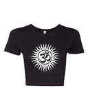 Crop Top Ladies Om Aum Yoga Hindu Sanksrit Omkara Sacred Symbol T-Shirt Tee