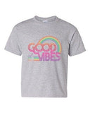 Good Vibes 70's Rainbow Retro BeanePod Artworks Art Funny Youth Kids T-Shirt Tee